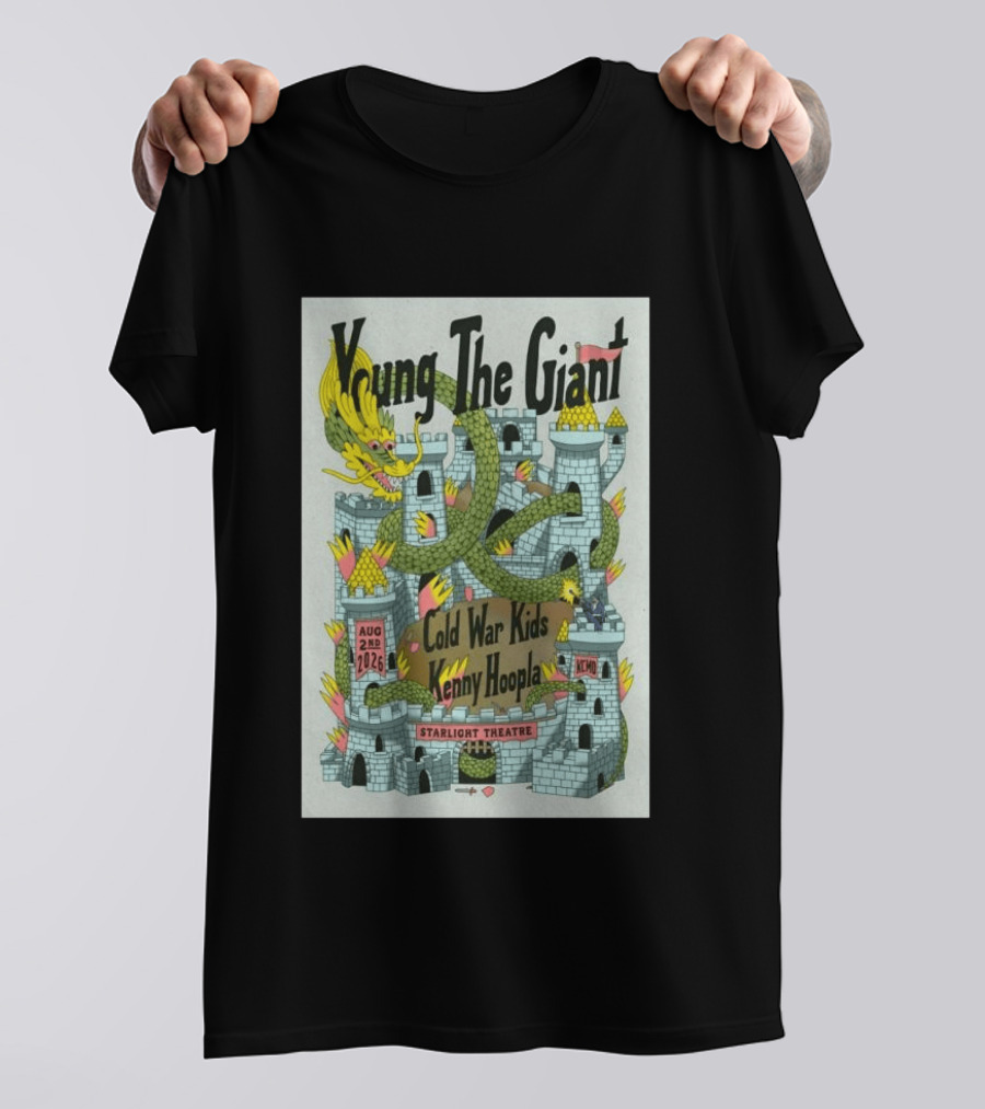 Young The Giant Aug 2 2026 Starlight Theatre Kansas City MO Cold War Kids KennyHoopla Dragon Castle T-Shirt