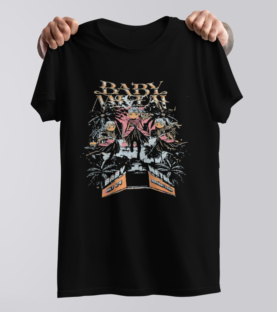 Baby Metal Band Anime Trio With Fireworks And Three Characters T-Shirt
