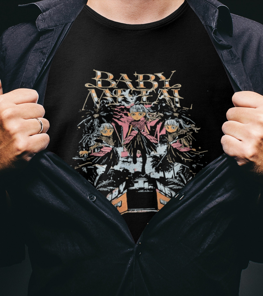 Baby Metal Band Anime Trio With Fireworks And Three Characters T-Shirt