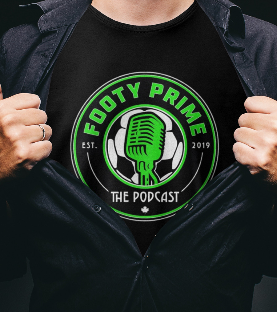 Footy Prime Podcast Est 2019 Soccer Microphone T-Shirt