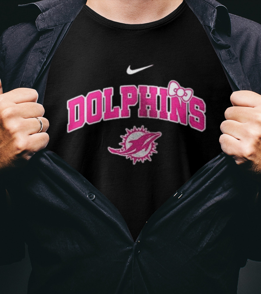 Miami Dolphins X Hello Kitty Her Fight Is Our Fight Pink Out T-Shirt