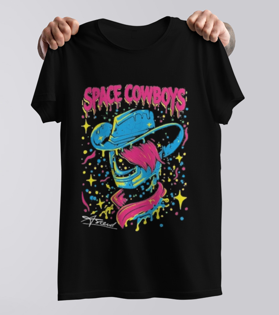 Space Cowboys Neon Drip Art By Sugar Land T-Shirt