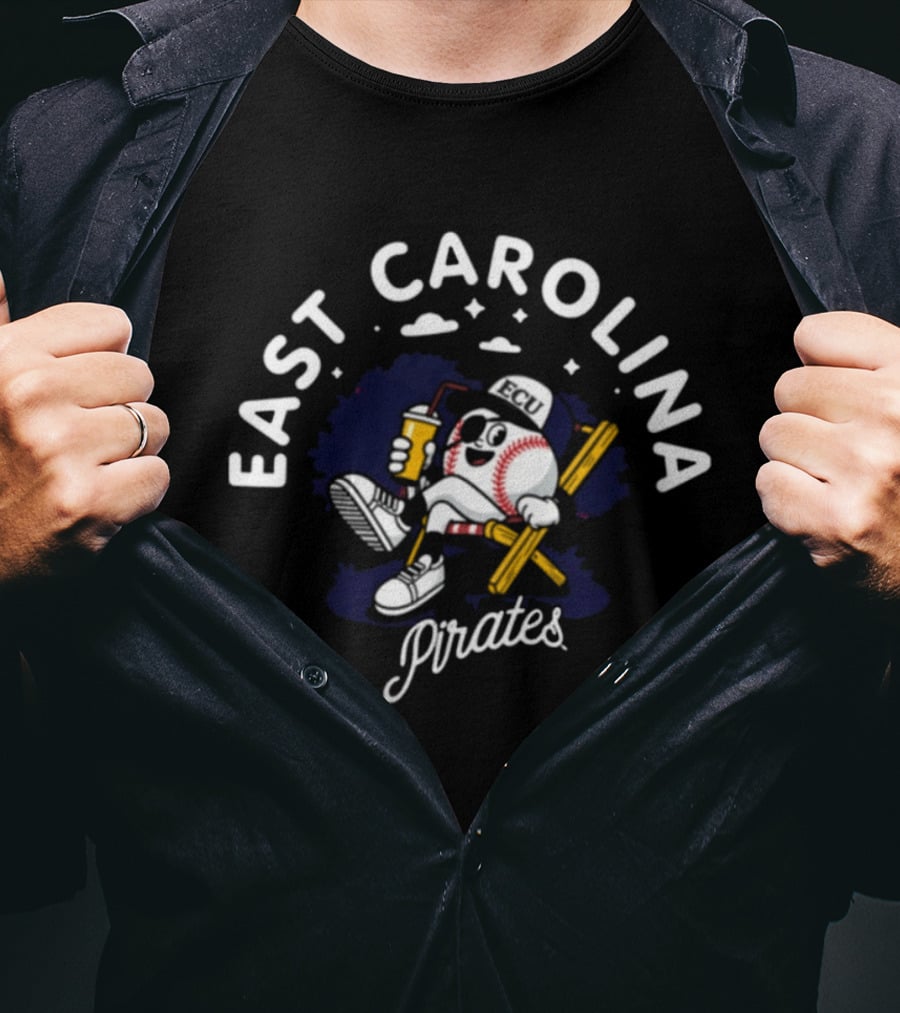 East Carolina Pirates Cartoon Baseball 2026 T-Shirt