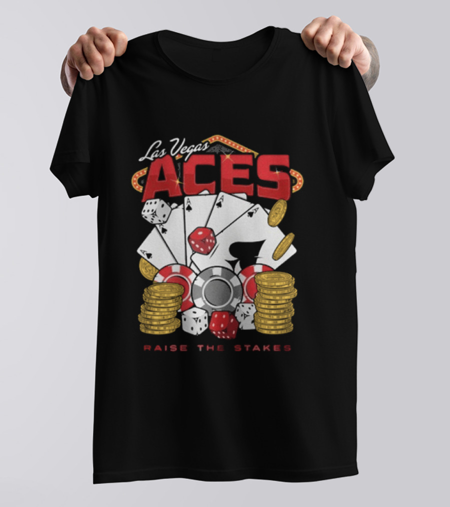 Las Vegas Aces Raise The Stakes Five Of A Kind Poker T-Shirt