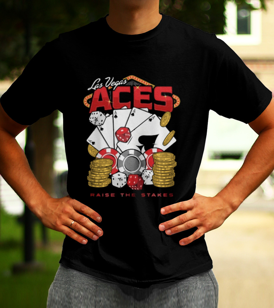 Las Vegas Aces Raise The Stakes Five Of A Kind Poker T-Shirt