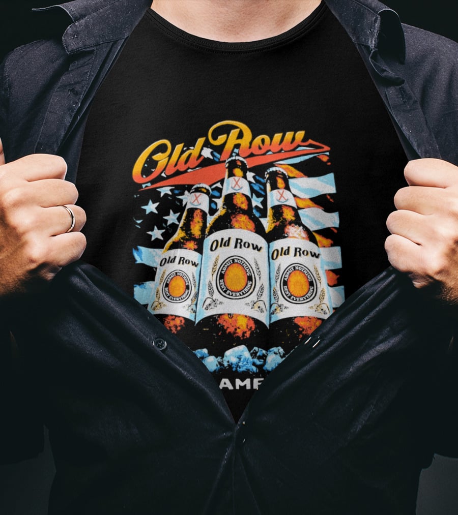 Old Row Beer Bottles American Flag Drink American T-Shirt
