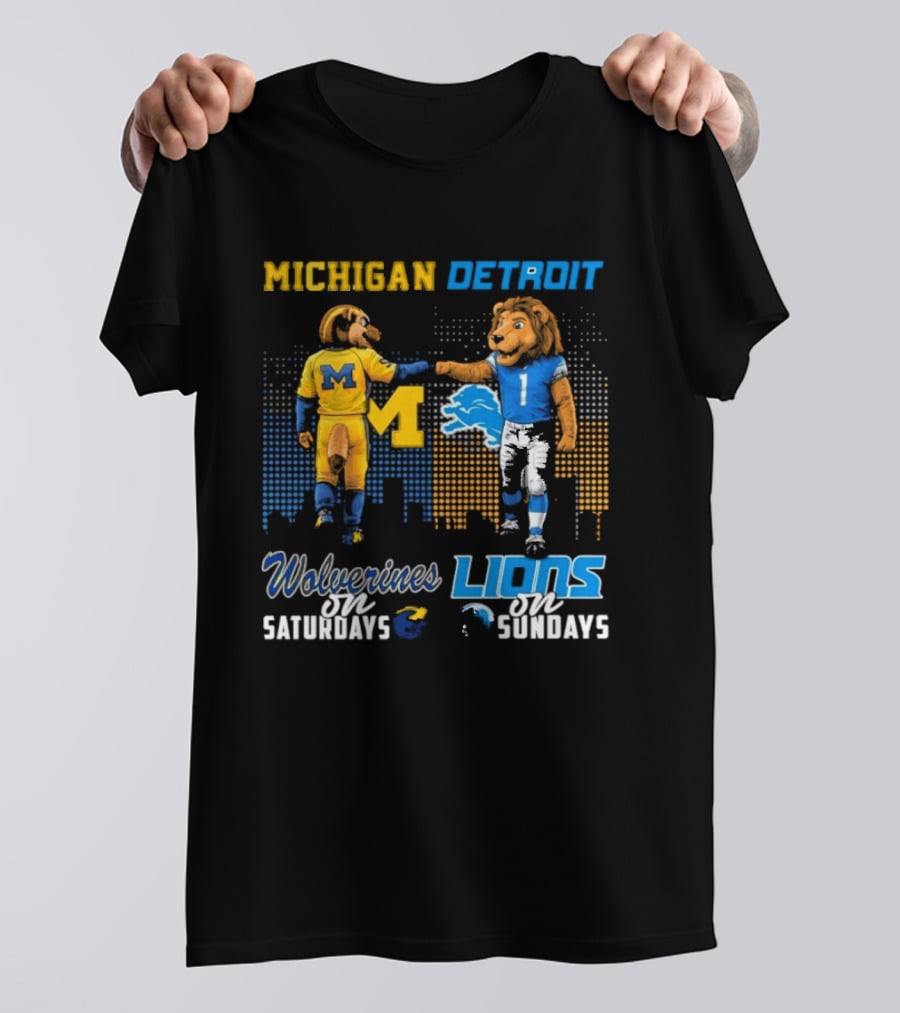 Michigan Wolverines Detroit Lions Fist Bump Saturdays Sundays T-Shirt