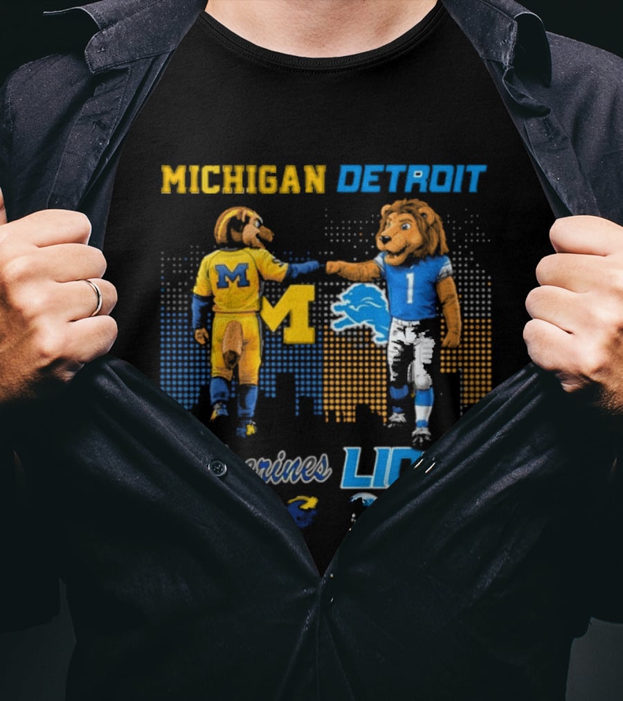 Michigan Wolverines Detroit Lions Fist Bump Saturdays Sundays T-Shirt