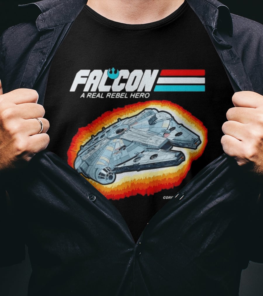 Millennium Falcon A Real Rebel Hero YT 1300 Corellian Freighter GI Joe T-Shirt