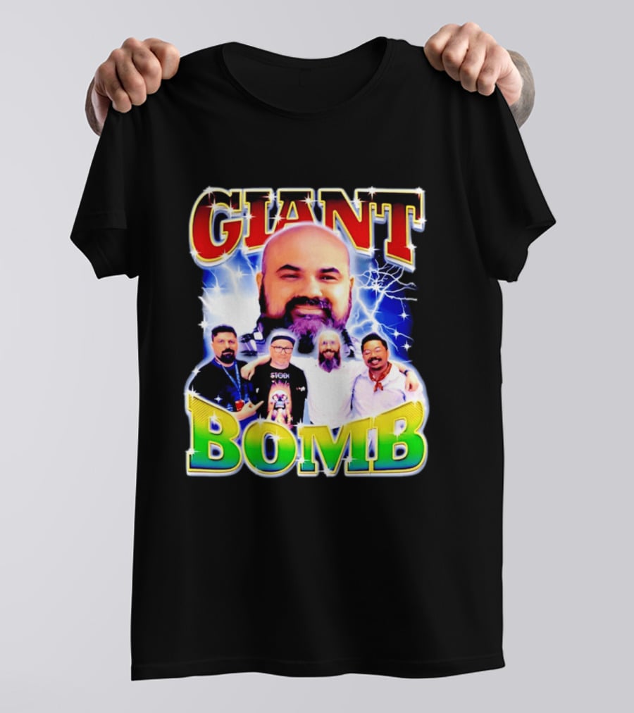 Giant Bomb Crew With Lightning Background 2026 T-Shirt
