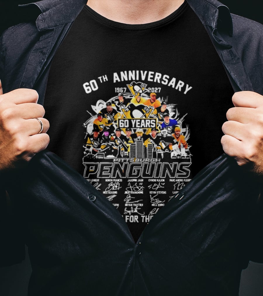 Pittsburgh Penguins 60th Anniversary 1967 2027 Thank You For The Memories Icons And Autographs T-Shirt