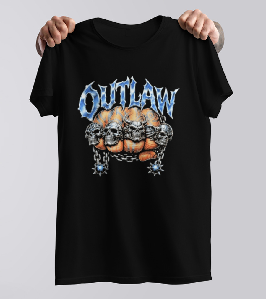 Sadstonie Outlaw Skull Chrome Chain Wrath T-Shirt