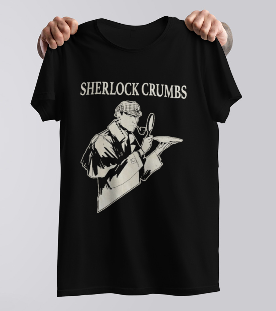 Sherlock Crumbs Detective Magnifying Glass Pipe T-Shirt