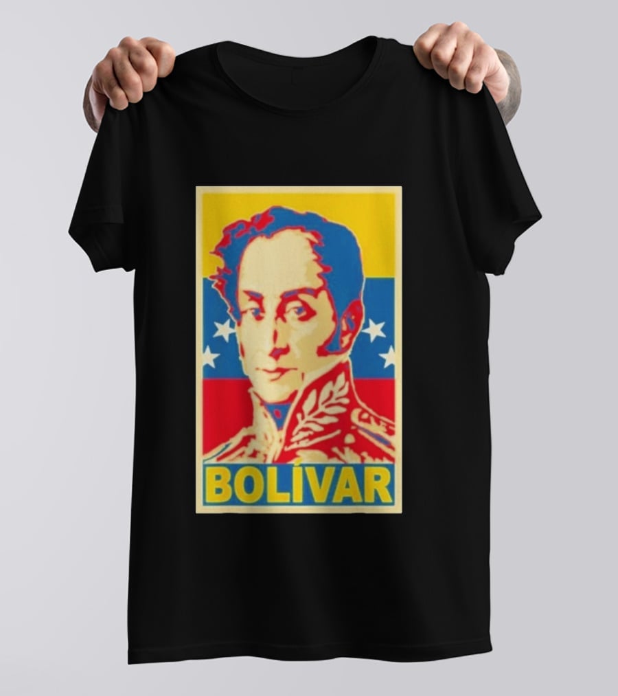 Bolivar Portrait Venezuelan Flag Colors Stars T-Shirt