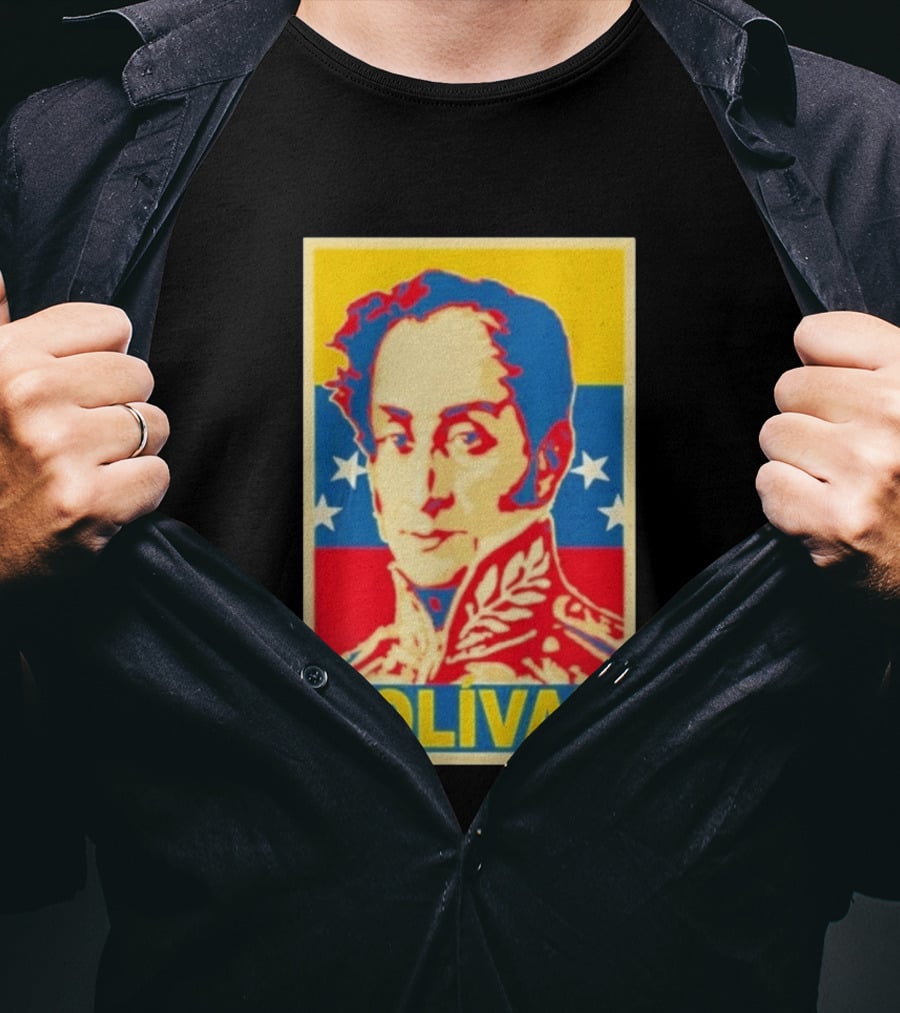 Bolivar Portrait Venezuelan Flag Colors Stars T-Shirt