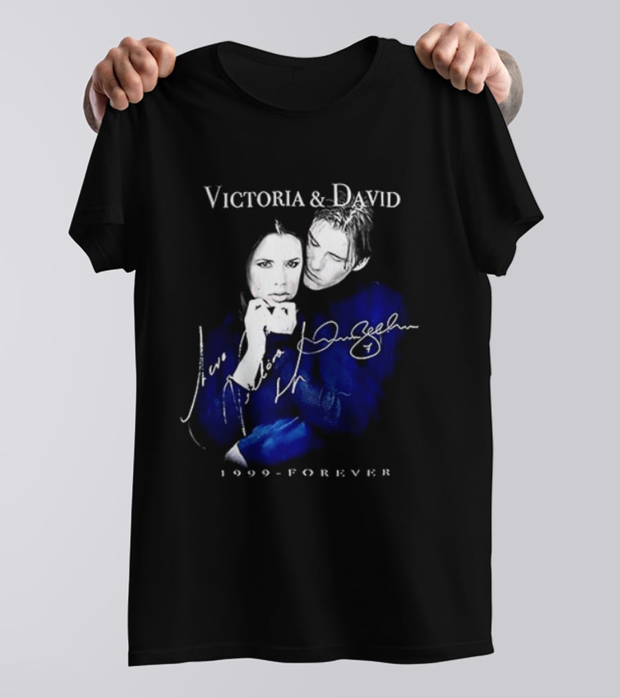 Victoria And David Beckham 1999 Forever Signatures T-Shirt