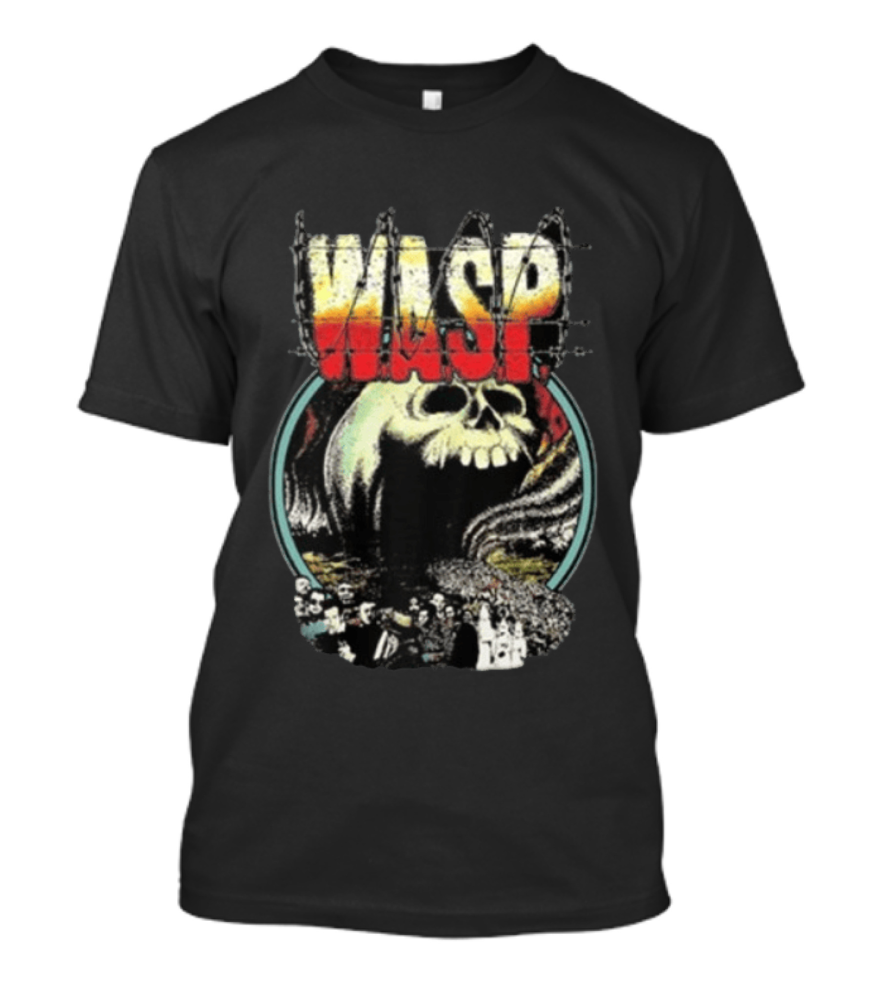 WASP The Headless Children Skull Graphic Barbed Wire T-Shirt