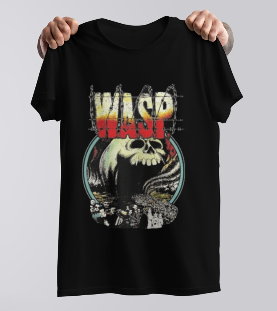 WASP The Headless Children Skull Graphic Barbed Wire T-Shirt