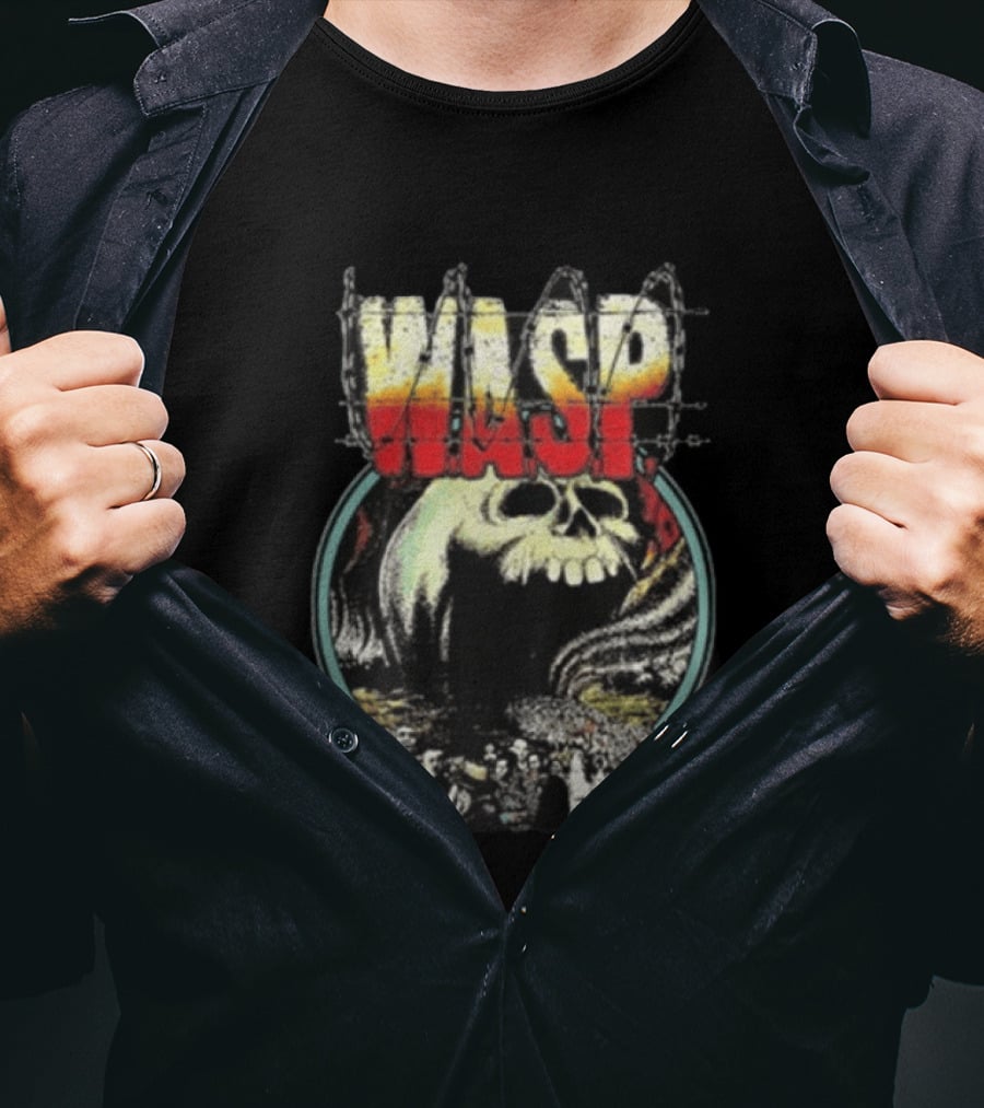 WASP The Headless Children Skull Graphic Barbed Wire T-Shirt