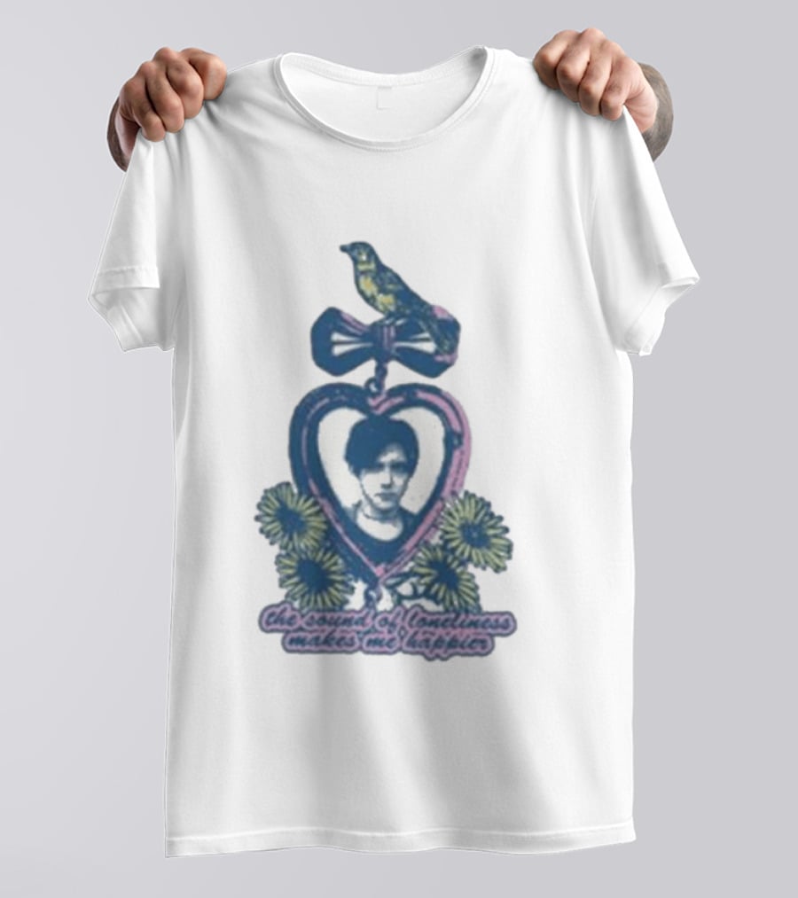 Bright Eyes Yellow Bird Heart Pendant Sound Of Loneliness Makes Me Happier T-Shirt