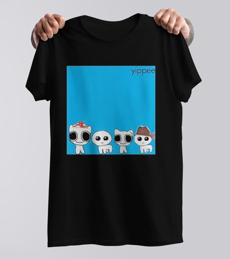 Yippee Blue Album Cringey Cartoon Characters With Cowboy And Chef Hats T-Shirt