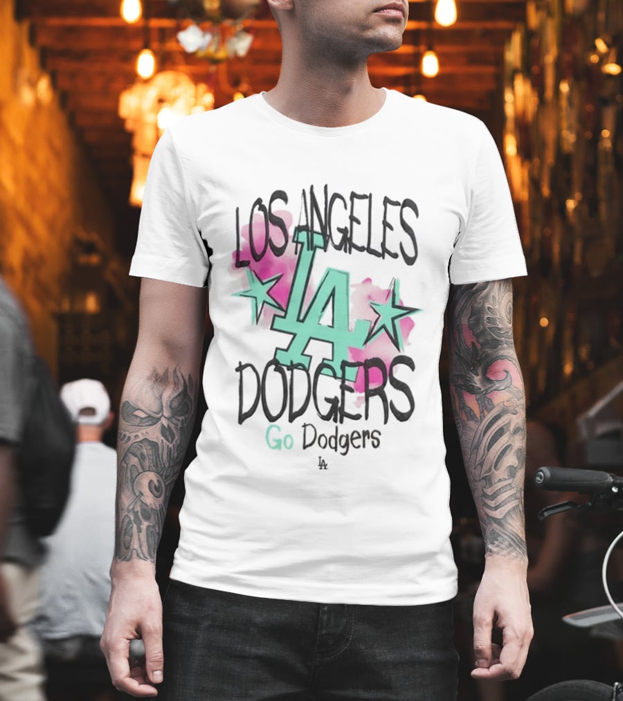 Los Angeles Dodgers LA Watercolor Stars Go Dodgers T-Shirt