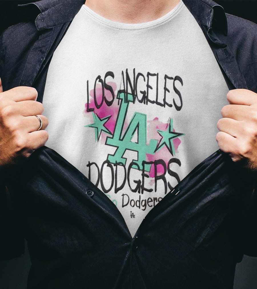 Los Angeles Dodgers LA Watercolor Stars Go Dodgers T-Shirt