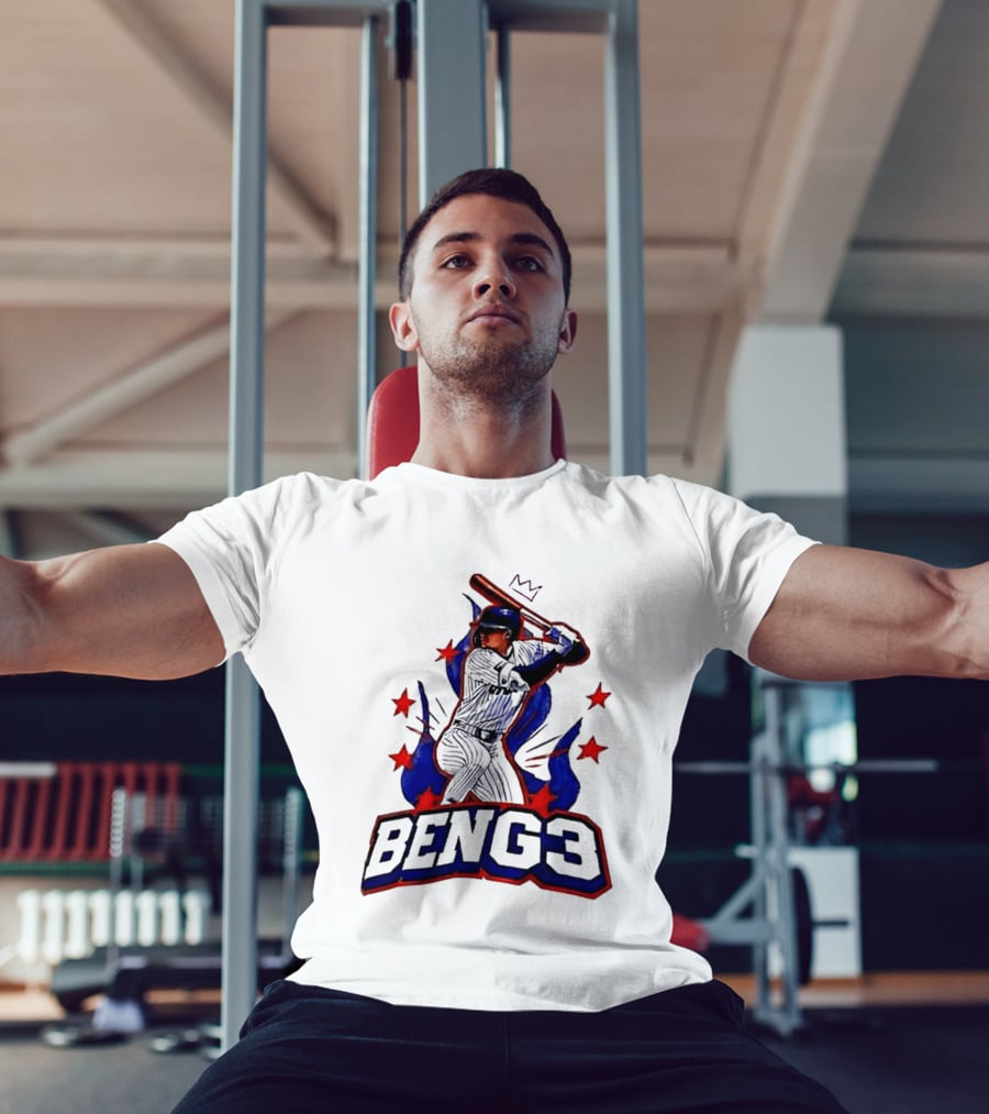 BENG3 Baseball Player Pinstripe Jersey Crown Stars T-Shirt
