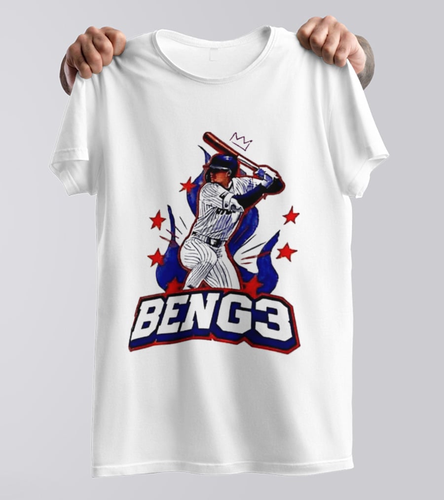 BENG3 Baseball Player Pinstripe Jersey Crown Stars T-Shirt