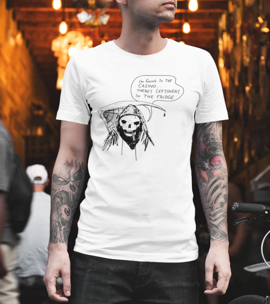 Skeleton Smoking Going To The Casino Leftovers In The Fridge T-Shirt