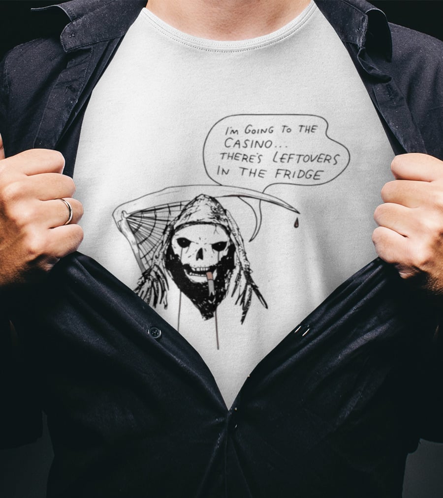 Skeleton Smoking Going To The Casino Leftovers In The Fridge T-Shirt