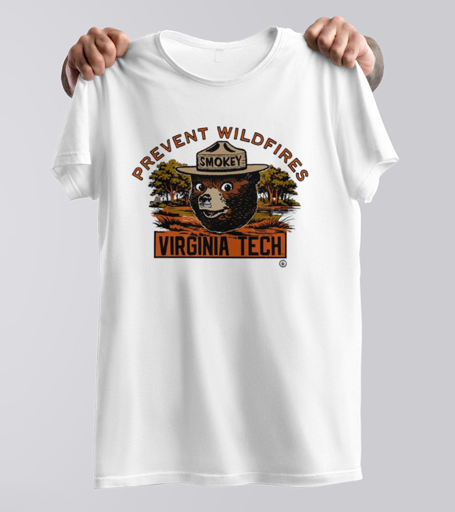 Smokey Bear Virginia Tech Prevent Wildfires Collaboration T-Shirt
