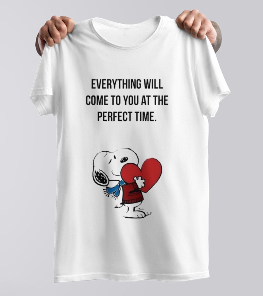 Snoopy Peanuts Everything Will Come To You At The Perfect Time Red Heart T-Shirt