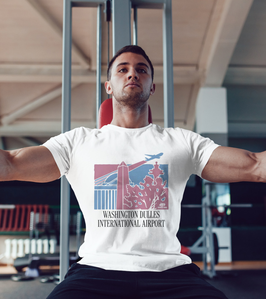 Washington Dulles International Airport Airplane And Monument Scene T-Shirt
