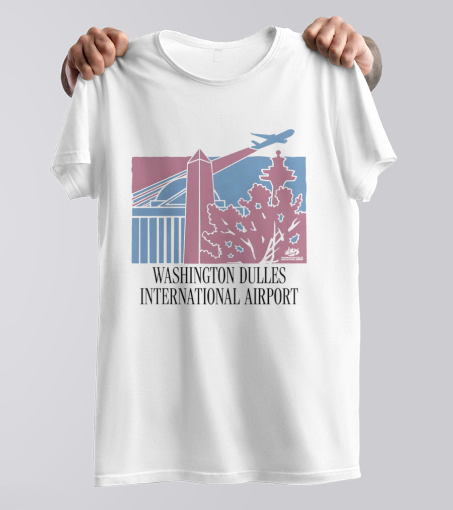 Washington Dulles International Airport Airplane And Monument Scene T-Shirt