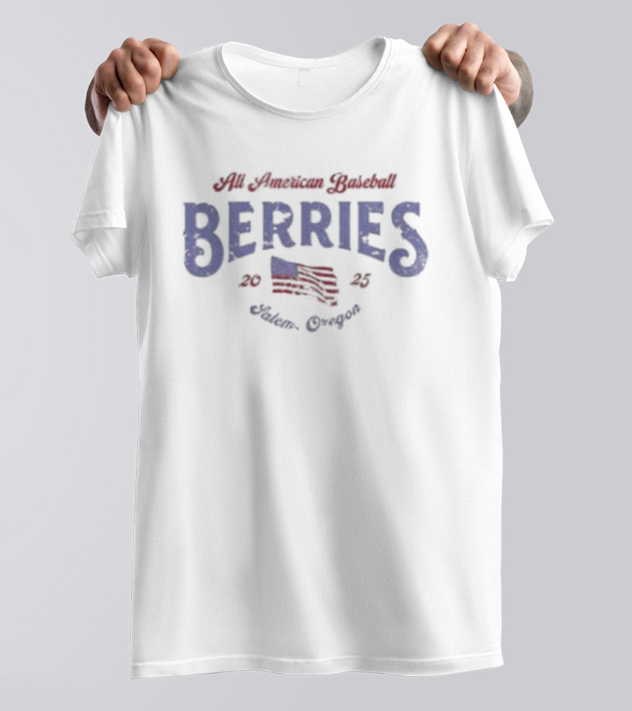 All American Baseball Berries Marion Oregon Flag T-Shirt