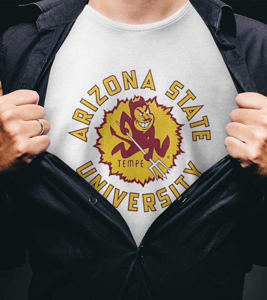 Arizona State University Sunburst Tempe Sparky Pitchfork T-Shirt