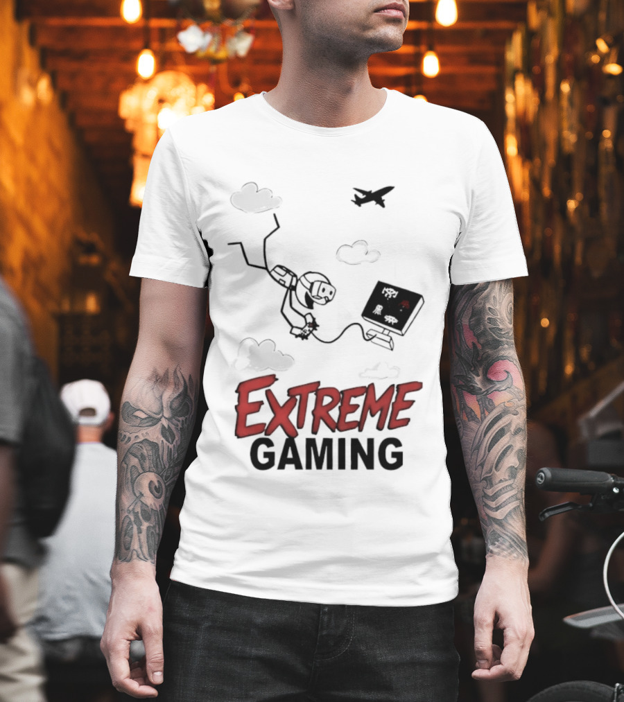 Boys Extreme Gaming Adventure Controller Clouds Plane T-Shirt