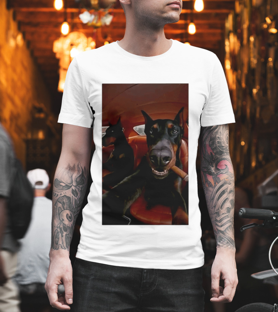 Doberman Smoking Cigar In Car Selfie T-Shirt