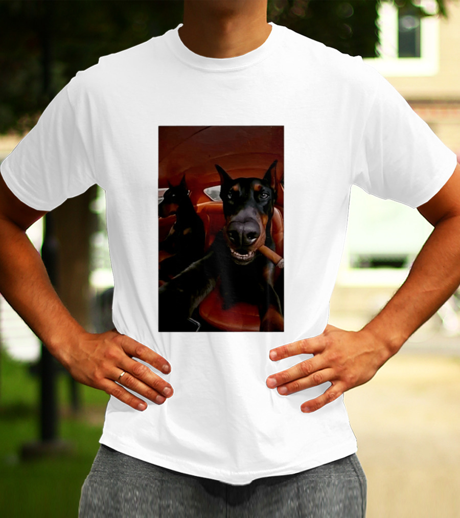 Doberman Smoking Cigar In Car Selfie T-Shirt