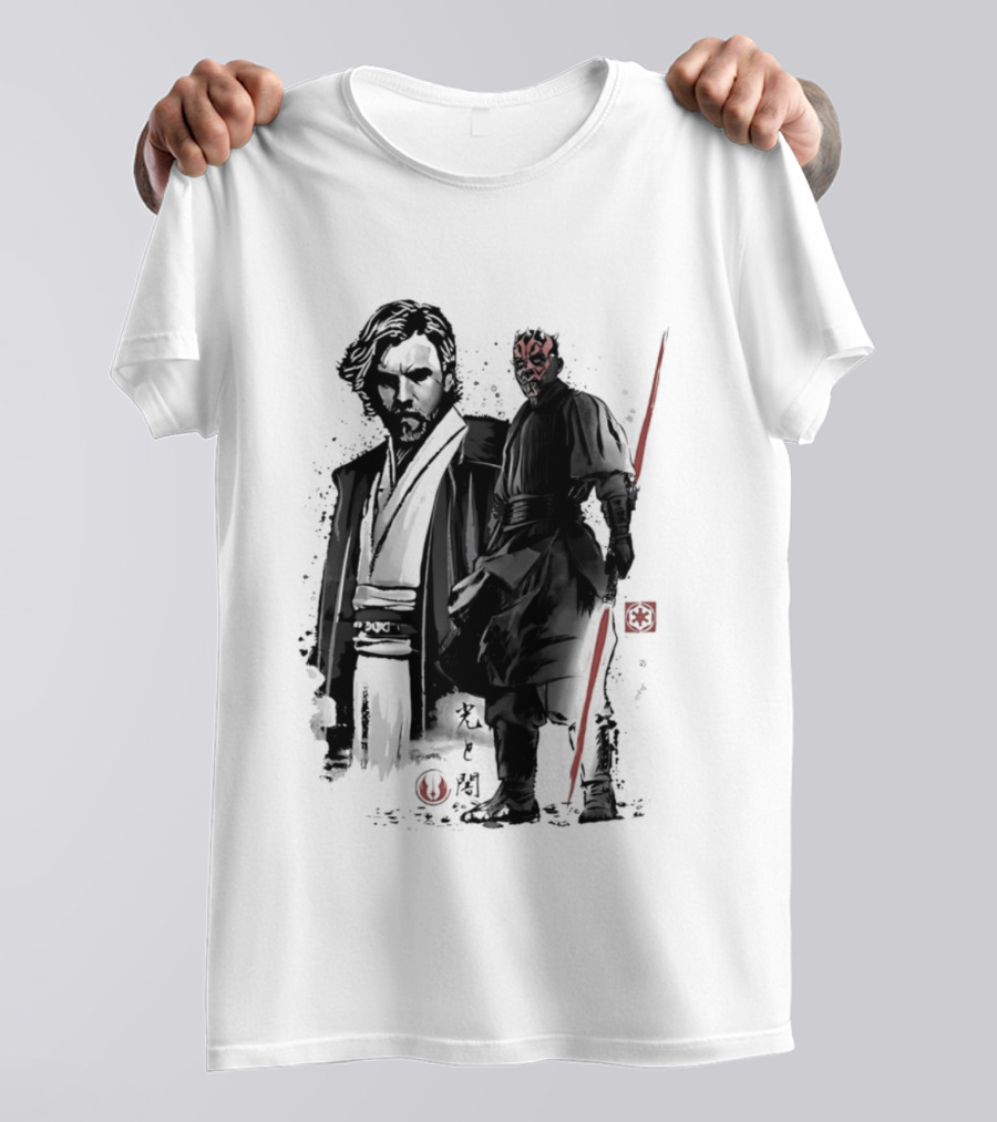 Fueled By Hatred And Revenge Obi Wan Kenobi Darth Maul Japanese Sumi E T-Shirt