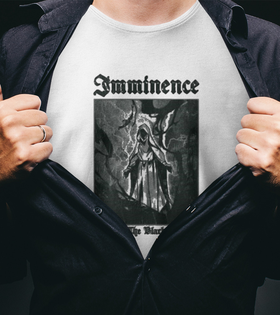 Imminence The Black Oracle Cloaked Figure With Lightning And Trees T-Shirt