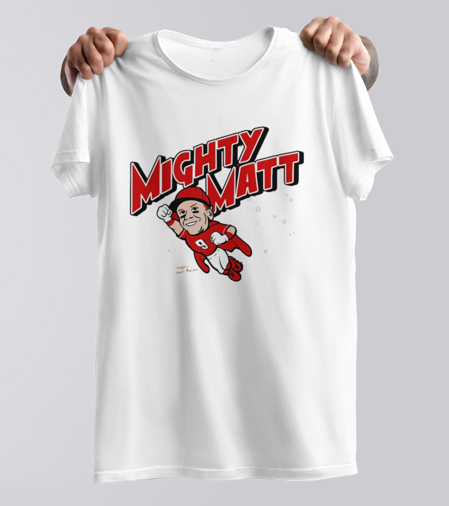 Mighty Matt McLain Cincinnati Reds Cartoon Superman T-Shirt