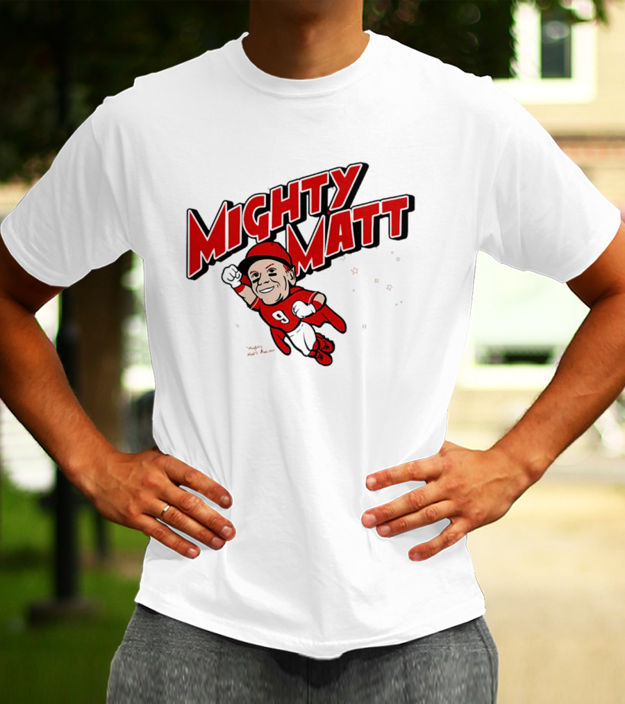 Mighty Matt McLain Cincinnati Reds Cartoon Superman T-Shirt