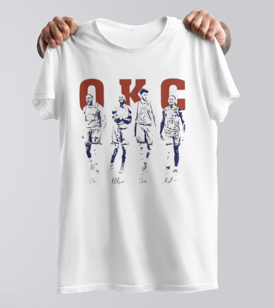 Oklahoma City Thunder OKC Players Silhouettes Red OKC Letters T-Shirt