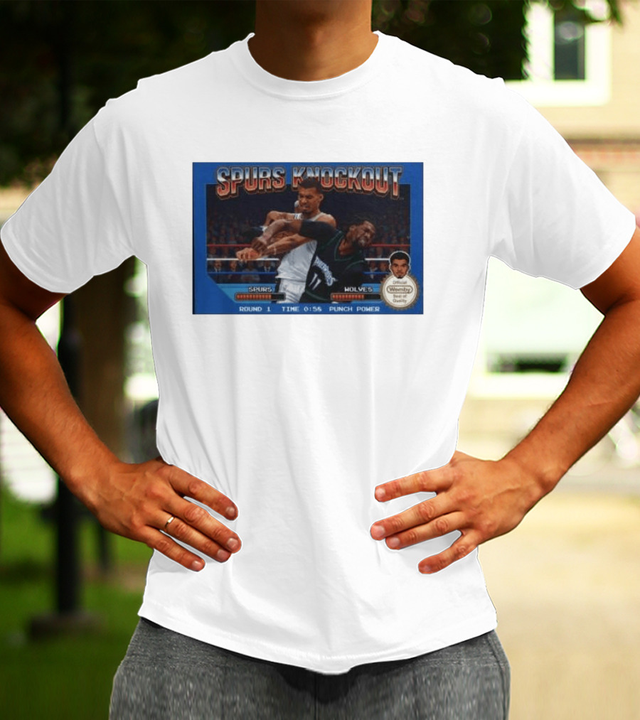 Original Spurs Knockout Official Wemby Spurs Vs Wolves Round 1 Time Punch Power T-Shirt