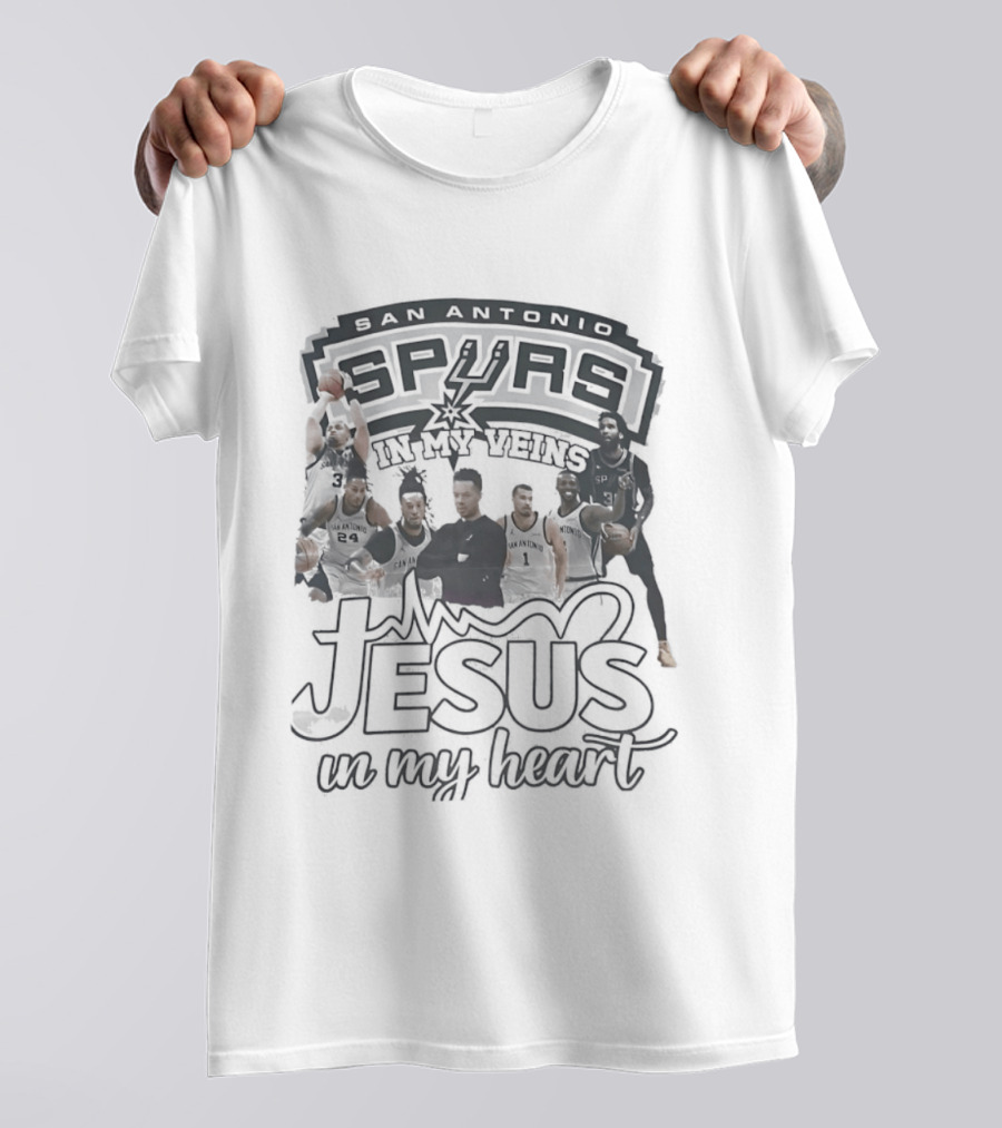 San Antonio Spurs Big Team In My Veins Jesus In My Heart T-Shirt