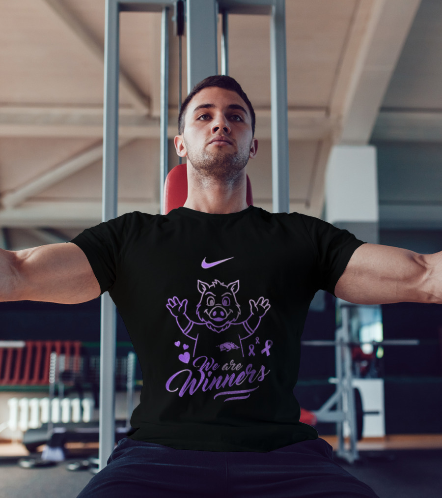 Arkansas Razorbacks Cancer Survivor We Are Winners Nike Purple Ribbon T-Shirt