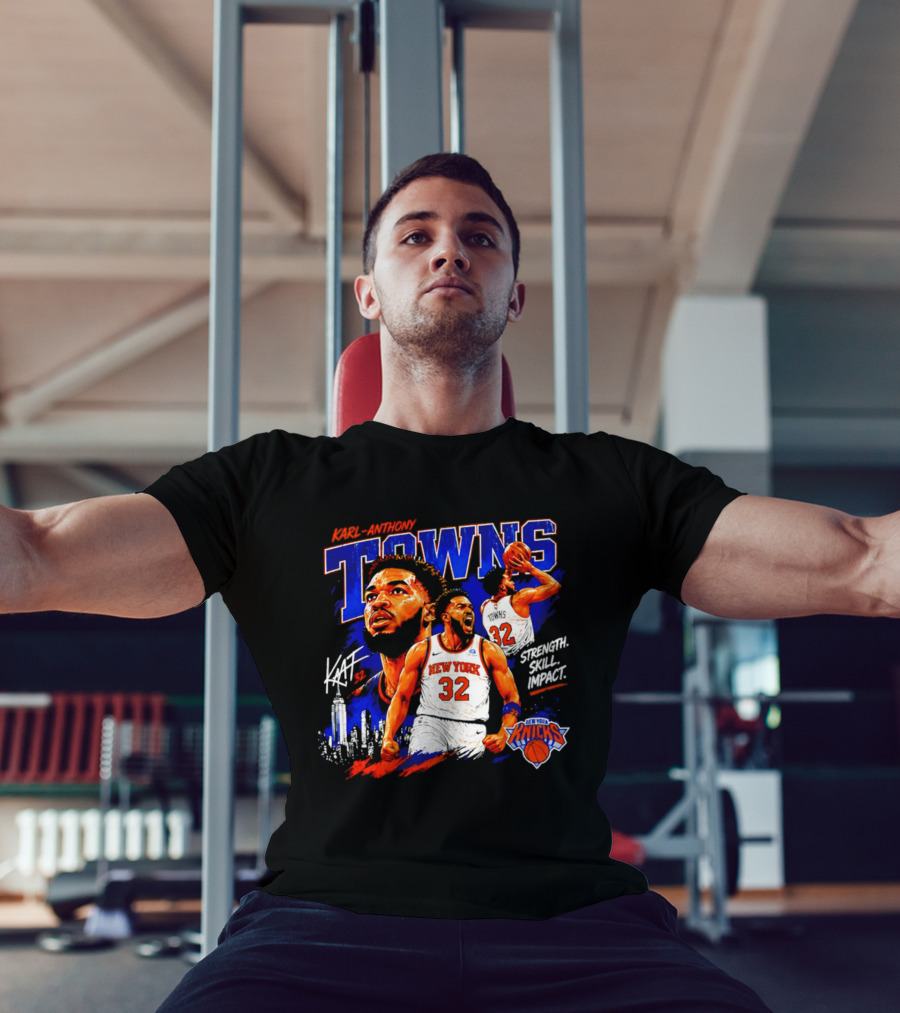 Karl Anthony Towns New York Knicks Strength Skill Impact 32 T-Shirt