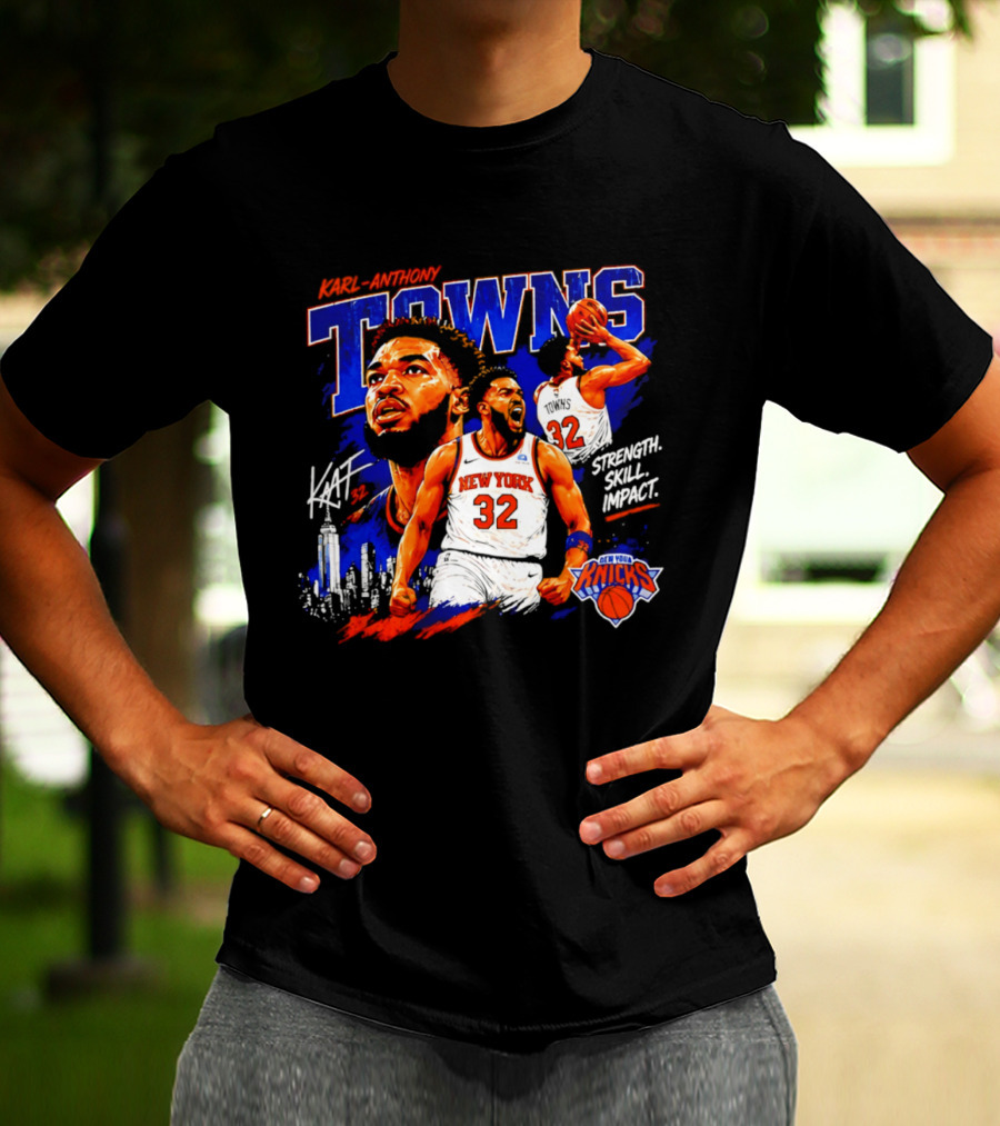 Karl Anthony Towns New York Knicks Strength Skill Impact 32 T-Shirt